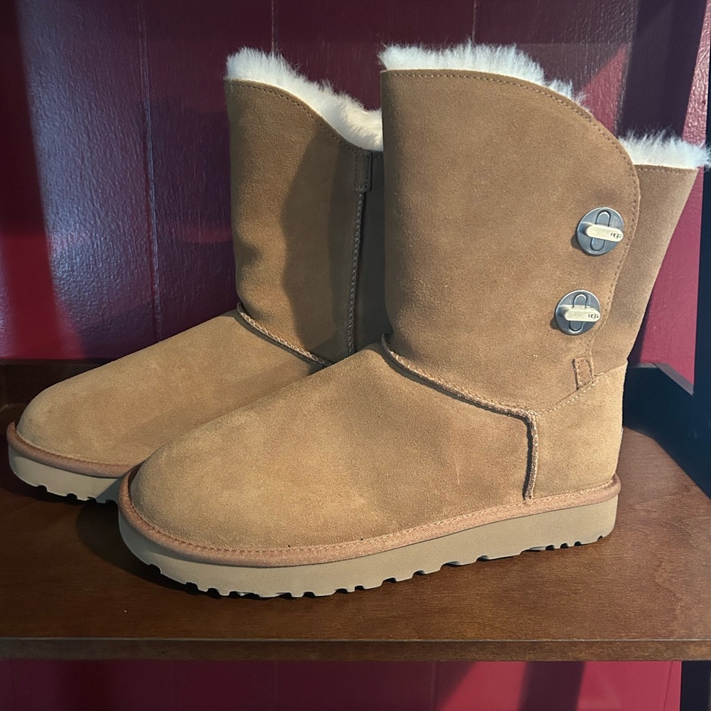 UGG Tan Shearling-Lined Winter Boots